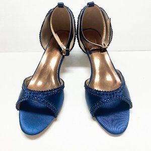 XYD Open Toe Rhinestone Studded Kitten Heel Sandal